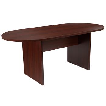 Flash Furniture Oval Conference Table, 6&#39;, Mahogany
