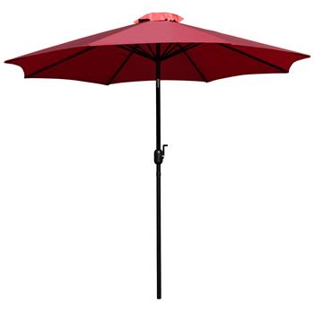 Flash Furniture 9&#39; Round Umbrella With 1.5&quot; Diameter Aluminum Pole, Crank And Tilt Function, Red