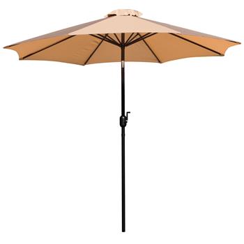 Flash Furniture 9&#39; Round Umbrella With 1.5&quot; Diameter Aluminum Pole, Crank And Tilt Function, Tan