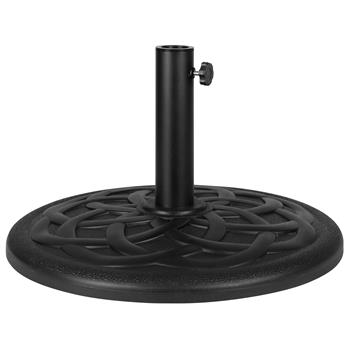 Flash Furniture Universal 19.25&quot; Diameter Cement Patio Umbrella Base, Weatherproof Plastic Polymer Coating, Black