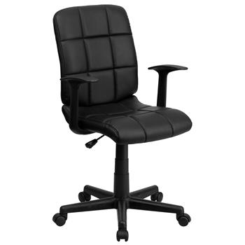 Flash Furniture Mid-Back Black Quilted Vinyl Swivel Task Office Chair with Arms