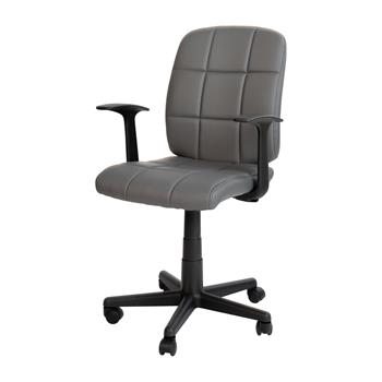 Flash Furniture Quilted Vinyl Swivel Task Chair With Arms, Mid Back, Gray