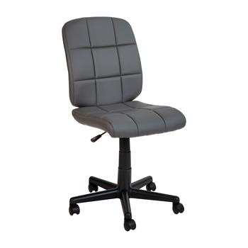 Flash Furniture Quilted Vinyl Swivel Task Chair, Mid Back, Gray