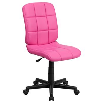 Flash Furniture Mid-Back Pink Quilted Vinyl Swivel Task Chair