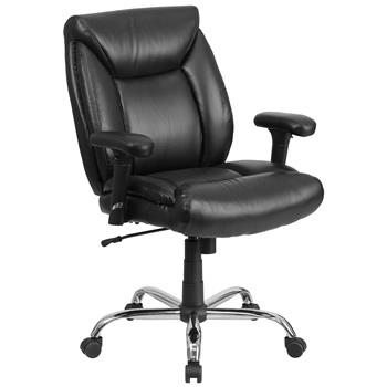 Flash Furniture HERCULES Series Big &amp; Tall 400 lb. Rated Black LeatherSoft Deep Tufted Ergonomic Task Office Chair with Adjustable Arms