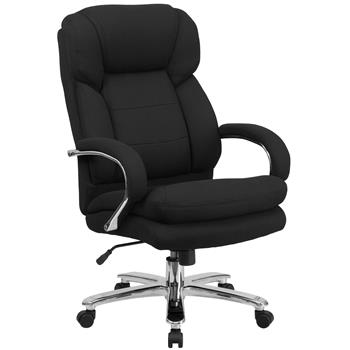 Flash Furniture Hercules Series 24/7 Intensive Use Big &amp; Tall 500 lb. Rated Black Fabric Executive Ergonomic Office Chair With Loop Arms