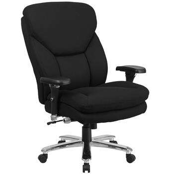 Flash Furniture HERCULES Series 24/7 Intensive Use Big &amp; Tall, Black Fabric Executive Ergonomic Office Chair with Lumbar Knob