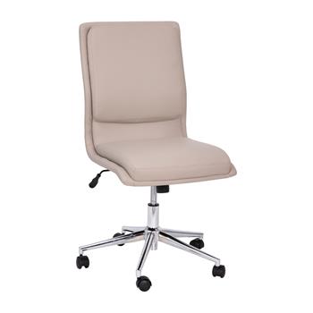 Flash Furniture Madigan Mid-Back Armless Swivel Task Office Chair, Adjustable Chrome Base, Taupe