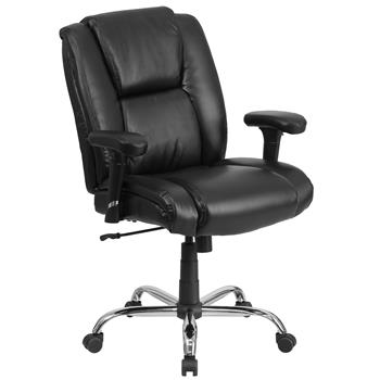 Flash Furniture HERCULES Series Big &amp; Tall Black Leather So&#39; Ergonomic Task Office Chair, 400 lb. Capacity