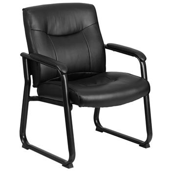 Flash Furniture Hercules Series Big &amp; Tall 500 lb. Rated Black LeatherSoft Executive Side Reception Chair With Sled Base