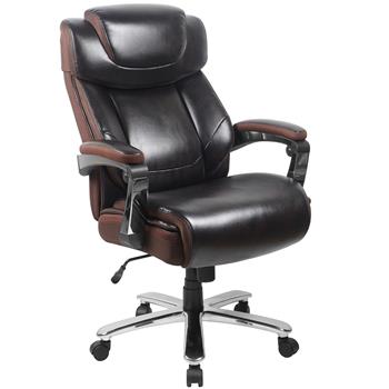 Flash Furniture Big &amp; Tall Brown LeatherSoft Executive Swivel Office Chair With Headrest &amp; Wheels