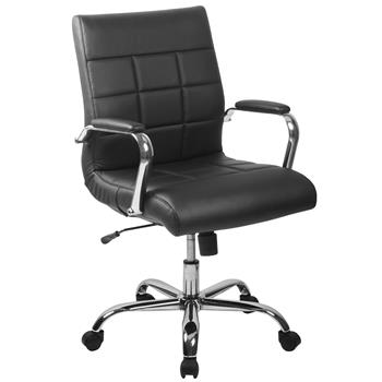 Flash Furniture Mid-Back Black Vinyl Executive Swivel Office Chair with Chrome Base and Arms