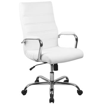 Flash Furniture High Back White LeatherSoft Office Chair With Wheels &amp; Arms