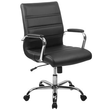 Flash Furniture Mid-Back Black LeatherSoft Executive Swivel Office Chair With Chrome Base &amp; Arms