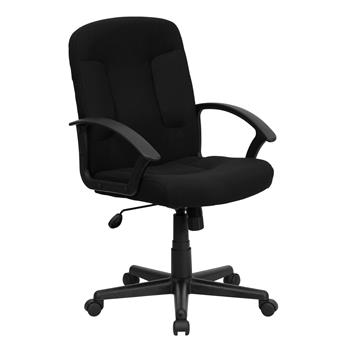Flash Furniture Mid-Back Black Fabric Executive Swivel Office Chair with Nylon Arms