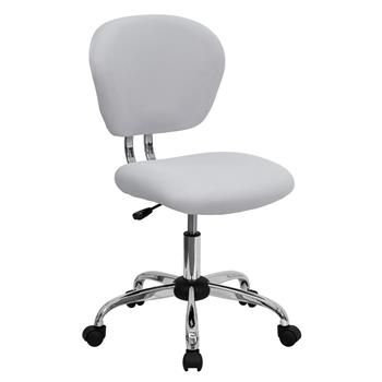 Flash Furniture Mid-Back White Mesh Padded Swivel Task Chair with Chrome Base