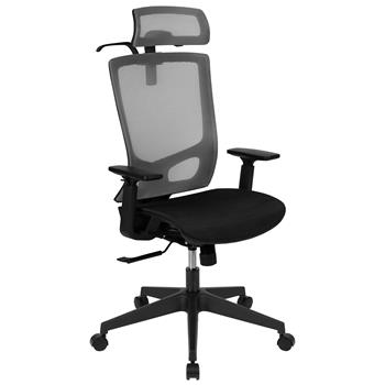 Flash Furniture Ergonomic Mesh Office Chair With Coat Hanger, Synchro-Tilt, Lumbar Support, Adjustable, Gray/Black