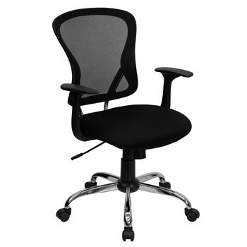 Flash Furniture Mid-Back Black Mesh Swivel Task Office Chair With Chrome Base And Arms