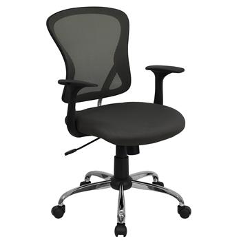 Flash Furniture Mid-Back Dark Gray Mesh Swivel Task Office Chair with Chrome Base and Arms