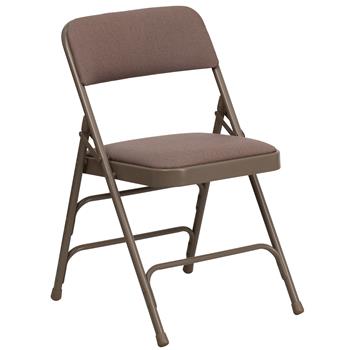 Flash Furniture HERCULES Series Curved Triple Braced &amp; Double-Hinged Beige Fabric Metal Folding Chair