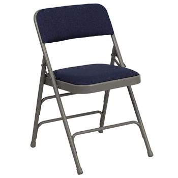 Flash Furniture HERCULES Series Curved Triple Braced &amp; Double Hinged Navy Fabric Metal Folding Chair