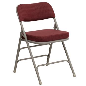 Flash Furniture HERCULES Series Premium Curved Triple Braced &amp; Double Hinged Folding Chair, Metal/Fabric, Burgundy