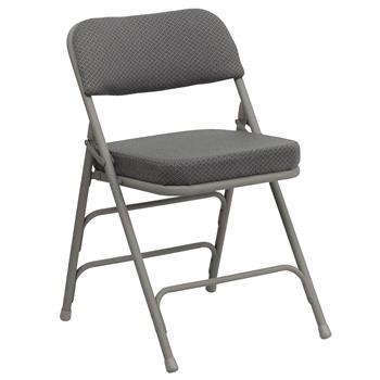 Flash Furniture HERCULES Series Premium Curved Triple Braced &amp; Double Hinged Gray Fabric Metal Folding Chair
