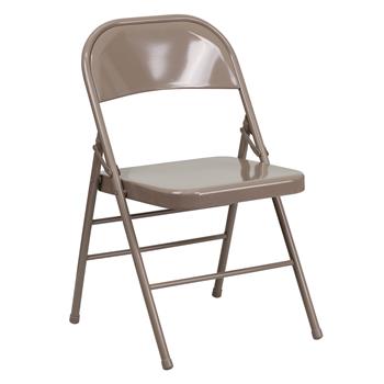 Flash Furniture HERCULES Series Triple Braced &amp; Double Hinged Beige Metal Folding Chair