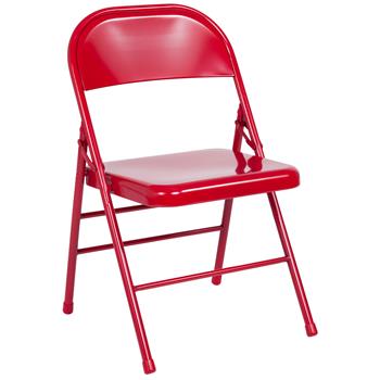 Flash Furniture HERCULES Series Triple Braced &amp; Double Hinged Red Metal Folding Chair