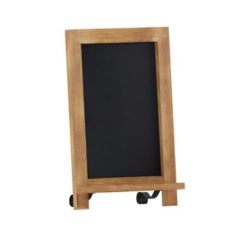 Flash Furniture Canterbury Tabletop Magnetic Chalkboard Sign, 9-1/2 in x 14 in, Metal Scrolled Legs, Hangable, Torched Pine Wood