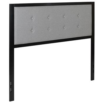 Flash Furniture Bristol Metal Tufted Upholstered Full Size Headboard, Light Gray Fabric