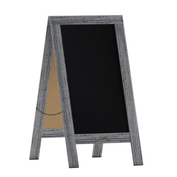 Flash Furniture Canterbury Vintage Wooden A-Frame Magnetic Chalkboard Sign, 40 in x 20 in, Indoor/Outdoor, Freestanding, Double Sided, Graywash