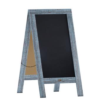 Flash Furniture Canterbury Vintage Wooden A-Frame Magnetic Chalkboard Sign, 40 in x 20 in, Indoor/Outdoor, Freestanding, Double Sided, Vintage Blue