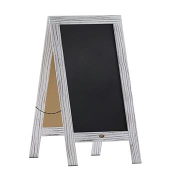 Flash Furniture Canterbury Vintage Wooden A-Frame Magnetic Chalkboard Sign, 40 in x 20 in, Indoor/Outdoor, Freestanding, Double Sided, Whitewashed