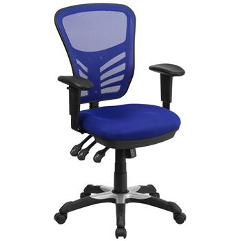 Flash Furniture Mid-Back Blue Mesh Multifunction Executive Swivel Ergonomic Office Chair with Adjustable Arms
