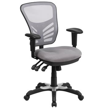 Flash Furniture Mid-Back Gray Mesh Multifunction Executive Swivel Ergonomic Office Chair with Adjustable Arms