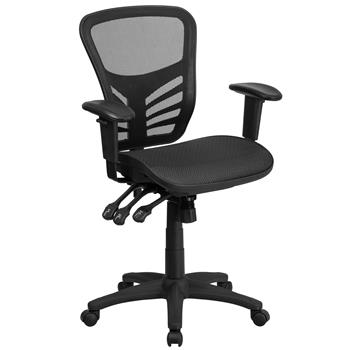 Flash Furniture Mid-Back Transparent Black Mesh Multifunction Executive Swivel Ergonomic Office Chair with Adjustable Arms
