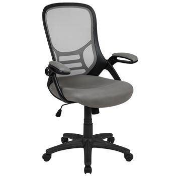Flash Furniture High Back Light Gray Mesh Ergonomic Swivel Office Chair With Black Frame And Flip-Up Arms