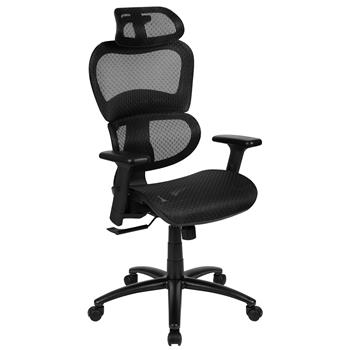 Flash Furniture Ergonomic Mesh Office Chair With 2-To-1 Synchro-Tilt, Adjustable Headrest, Lumbar Support