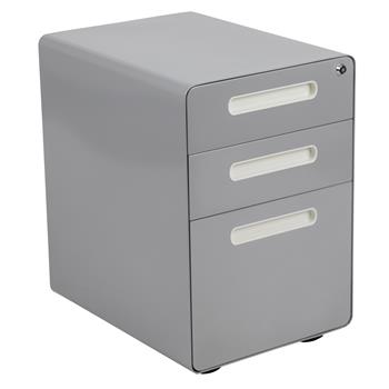 Flash Furniture Ergonomic 3-Drawer Mobile Locking Filing Cabinet, Anti-Tilt, Legal &amp; Letter Files, Gray