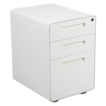 Flash Furniture Ergonomic 3-Drawer Mobile Locking Filing Cabinet, Hanging Drawer For Legal/Letter Files, White
