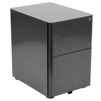 Flash Furniture Modern 3-Drawer Mobile Locking Filing Cabinet, Anti-Tilt Mechanism, Black