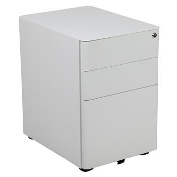Flash Furniture Modern 3-Drawer Mobile Locking Filing Cabinet With Anti-Tilt Mechanism,  White