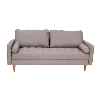 Flash Furniture Hudson Mid-Century Modern Sofa, Tufted Faux Linen Upholstery, Slate Gray