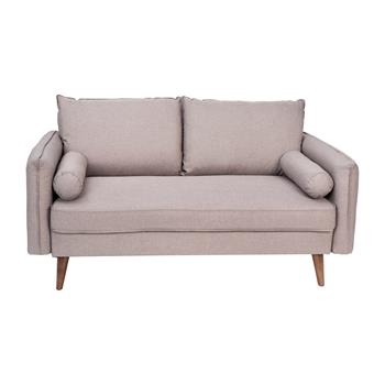 Flash Furniture Evie Mid-Century Modern Loveseat Sofa, Faux Linen Fabric Upholstery, Taupe