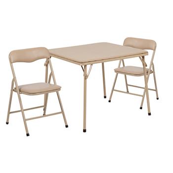 Flash Furniture Kids Tan 3-Piece Folding Table And Chair Set