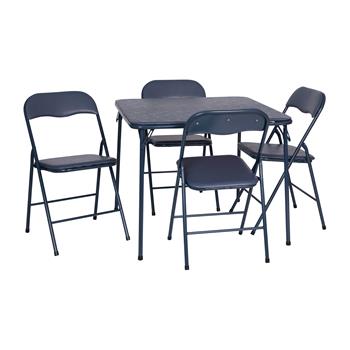 Flash Furniture Folding Card Table and Chair Set, 5 Piece, Navy