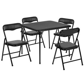 Flash Furniture Kids Black 5-Piece Folding Table And Chair Set