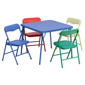Flash Furniture Kids Colorful 5-Piece Folding Table And Chair Set
