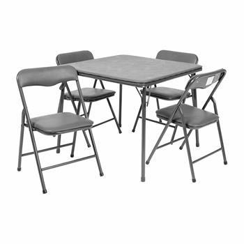 Flash Furniture Kids Folding Table and Chair Set, 5 Piece, Gray